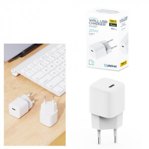 PLATINET WALL CHARGER 1xUSB TYPE-C PD 3.0 20W MINI SIZE WHITE - Img 3