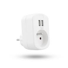 Priza standard T'nB NM/CHHOME24A, 1 priza, 2 USB, 2,4 A, Alb - Img 1
