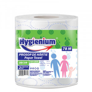 Prosop de bucatarie Hygienium Decor, 1 rola, 2 straturi, 78 m/rola, Alb