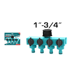 Ramificatie cu robineti Total THHC604101/NM , 4 cai, reductor 1"-3/4", Verde - Img 2