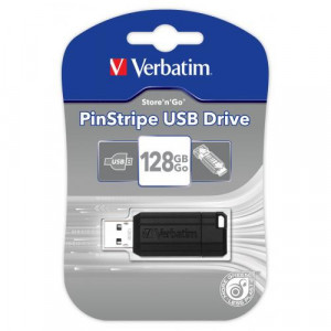 VERBATIM USB DRIVE 2.0 PINSTRIPE 128GB BLACK