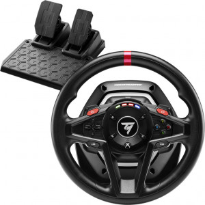 Volan gaming Thrustmaster T128P Force Feedback pentru PC/PS + pedale magnetice, schimbatoare magnetice, indicator turatii LED, NM/ 4160781, Negru