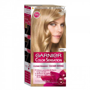Vopsea de par permanenta cu amoniac Garnier Color Sensation 8.0 Blond Deschis Luminos, 110 ml
