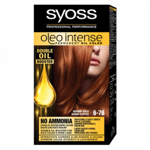 Vopsea de par permanenta fara amoniac Syoss Color Oleo Intense 6-76 Aramiu Cald, 115 ml