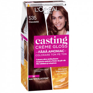 Vopsea de par semi-permanenta fara amoniac L'Oreal Paris Casting Creme Gloss 535 Ciocolata, 180 ml