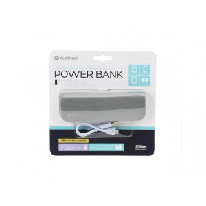 Baterie externa Platinet 7200 mAh, 5 V, piele + cablu microUSB, NM/ PMPB72LG, Gri - Img 1