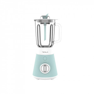 Blender Tesla Delight, 500 W, 1.5 L, 1 viteza + functie Pulse, NM/ BL510BWS, Albastru-Alb