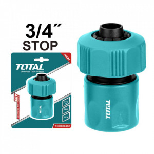 Conector rapid pentru furtun din plastic de 3/4" cu functie water stop Total, material ABS, NM/ THHCS63402, Albastru