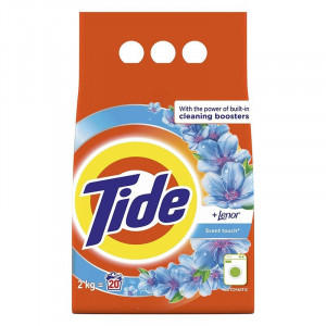 Detergent automat pudra Tide 2 in 1 Lenor Touch, 20 spalari, 2 kg, Portocaliu - Img 1