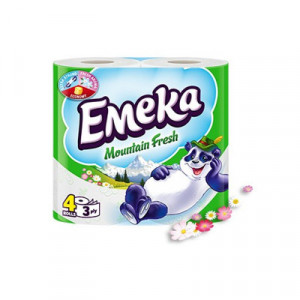 Hartie igienica Emeka Mountain Fresh, 3 straturi, 4 role, Alb