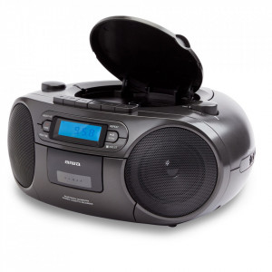 Microsistem audio Aiwa Boombox, Bluetooth, CD, Caseta, 2 x 3 W, NM/ BBTC-550BK, Gri - Img 6