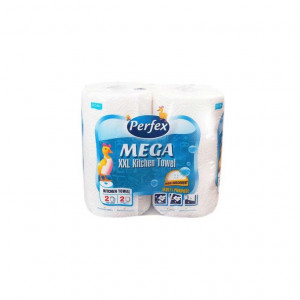 Prosoape de bucatarie Perfex Mega XXL Kitchen Towel, 2 role, 2 straturi, 85 foi/rola, Alb