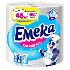Prosop de bucatarie Emeka White, 1 rola, 3 straturi, 230 foi, rola 46 m, Alb - Img 2