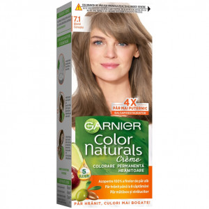 Vopsea de par permanenta cu amoniac Garnier Color Naturals 7.1 Blond Cenusiu, 110 ml