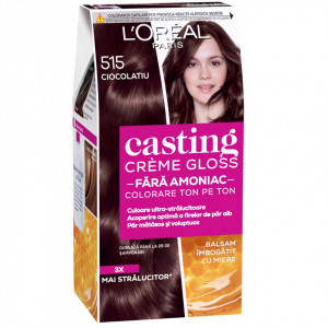 Vopsea de par semi-permanenta fara amoniac L'Oreal Paris Casting Creme Gloss 515 Ciocolatiu, 180 ml