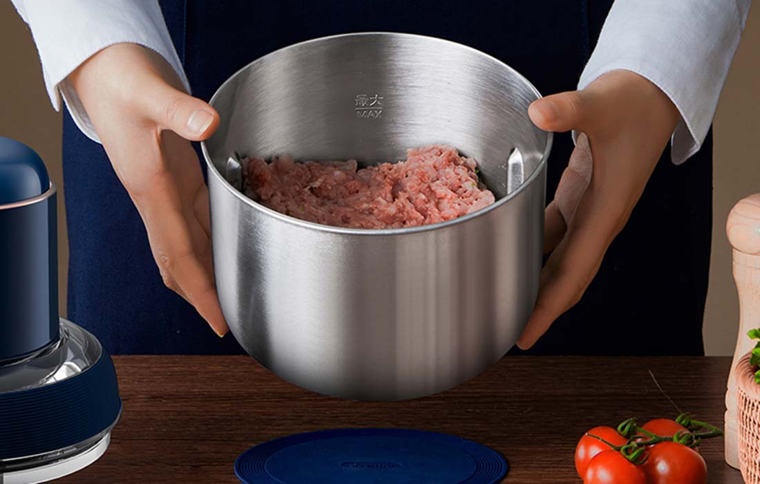 Tocator fara fir cu 3 vase inox, pentru carne, fructe si legume, Deerma Grinder Pro