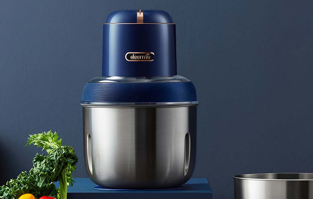 Tocator fara fir cu 3 vase inox, pentru carne, fructe si legume, Deerma Grinder Pro