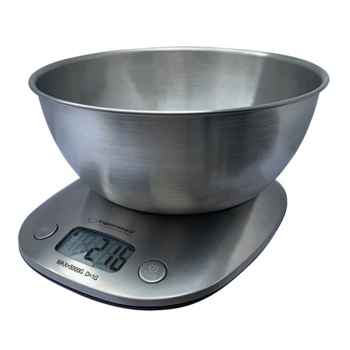 Cantar digital de bucatarie cu bol inox inclus, max. 5kg, cu 2 baterii AAA