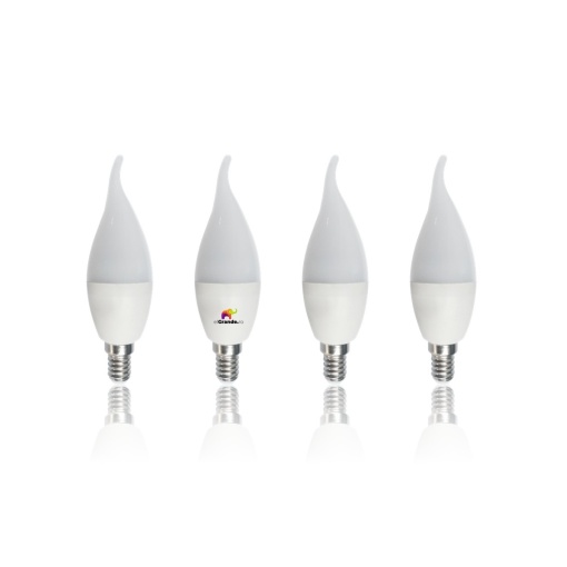 Set 4 becuri LED E14 3W 260lm, tip flacara T37, lumina calda, clasa A+, 30.000h