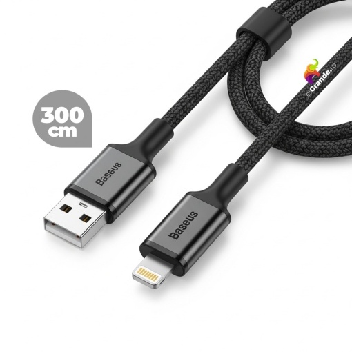 Cablu USB la Iphone (Lightning) 300cm, incarcare rapida + transfer date, cu protectie textila, Baseus