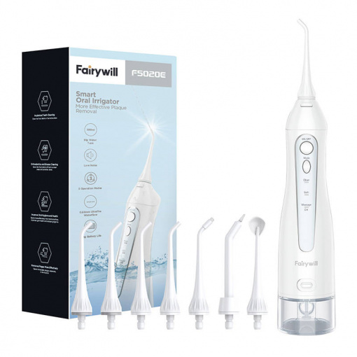 Irigator bucal + 8 capete, FairyWill FW-5020E (alb)