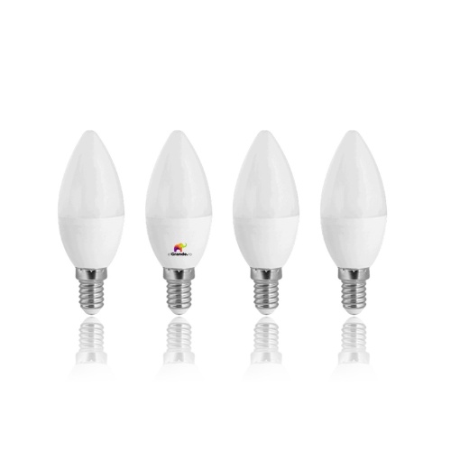 Set 4 becuri LED E14 5W 470lm C37 lumina calda, clasa A+, 30.000h