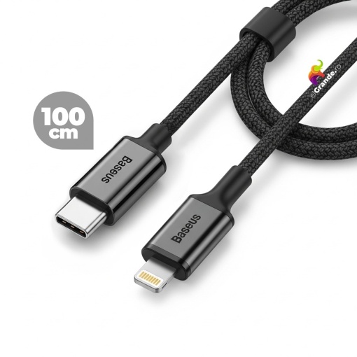Cablu USB-C la Iphone (Lightning) 100cm, incarcare rapida + transfer date, cu protectie textila, Baseus
