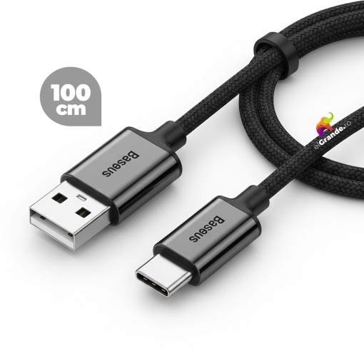 Cablu USB la USB-C 100cm, incarcare rapida + transfer date, cu protectie textila, Baseus