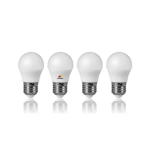 Set 4 becuri LED E27 6W 580lm G45, lumina calda, clasa A+, 30.000h