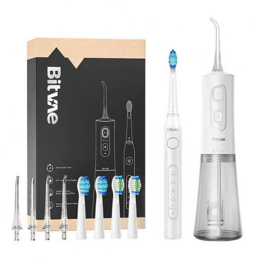 Set Periuta dinti sonică + Irigator Bucal + Set Capete, Bitvae D2+C2 (alb)