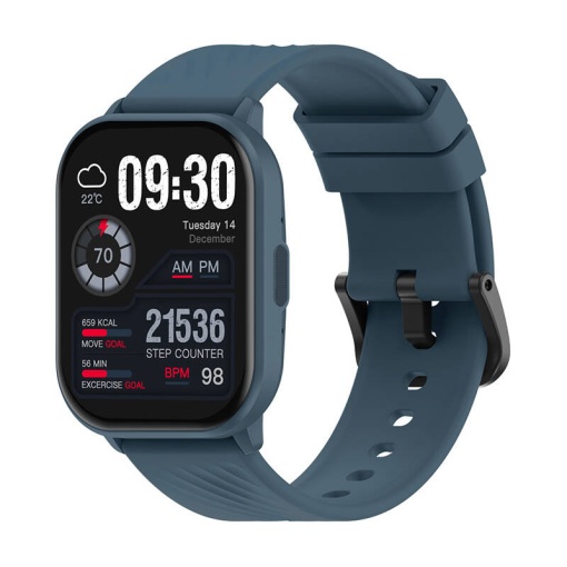 Ceas inteligent Zeblaze GTS 3, baterie 15 - 30 zile, ecran 2.03", oxigen, puls, tensiune, apeluri, SmartWatch, albastru