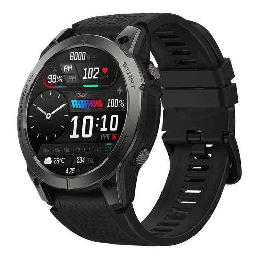 Ceas inteligent Zeblaze Stratos 3, baterie 20 - 45 zile, ecran 1.43", oxigen, puls, apeluri, SmartWatch, negru
