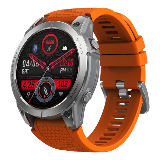 Ceas inteligent Zeblaze Stratos 3, baterie 20 - 45 zile, ecran 1.43", oxigen, puls, apeluri, SmartWatch, portocaliu