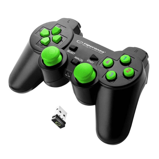 Controler Wireless 2.4GHz Gamepad PC / PS3 (negru-verde)