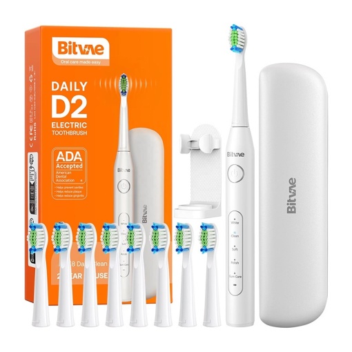 Periuta dinti sonică + 8 capete si carcasa calatorie D2 (alb)
