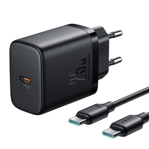 Incarcator retea, 25W, 1xUSB-C, Super Fast Charge, cablu USB-C la USB-C, negru - Img 1