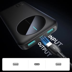 Baterie externa 10000mAh 12W, 3x USB, Powerbank Joyroom PBF12 PRO, Negru - Img 6