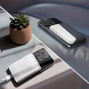 Baterie externa 10000mAh 20W, incarcare Wireless Magsafe + cablu USB (inclus), Powerbank Wozinsky WRW+, gri - Img 5
