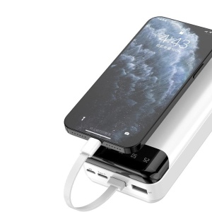 Baterie externa 20000mAh 10W, 3x cabluri integrate (USB-C, iPhone, MicroUSB), Powerbank Dudao K6Pro +, Negru - Img 6