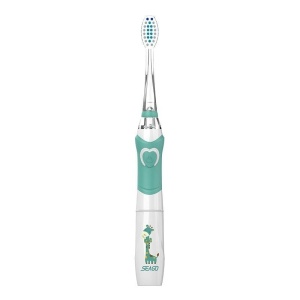 Set 2x Periute dinti electrica pentru copii, 3 capete, periuta sonica, 24.000 rotatii/min, Seago Verde + Roz - Img 2
