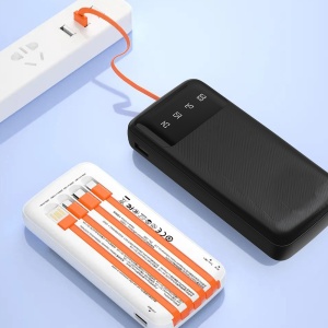 Baterie externa 10000mAh 10W, 3x cabluri integrate (USB-C, iPhone, MicroUSB), Powerbank Dudao K6Pro, Negru - Img 6