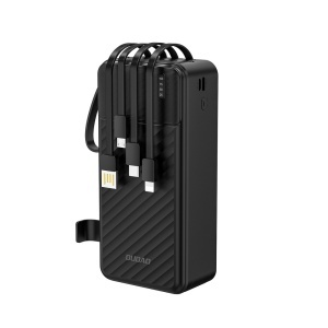 Baterie externa 30000mAh 10W cu Lanterna, 4x cabluri integrate (USB, USB-C, iPhone, MicroUSB), Powerbank Dudao K11 Max, Negru