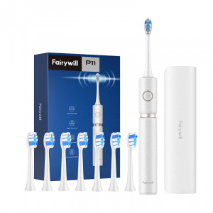 Periuta dinti sonică + 8 capete (compatibilie Philips) + carcasa calatorie FairyWill FW-P11 (alb) - Img 1