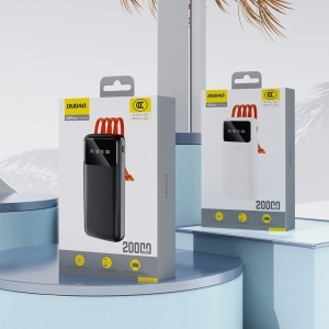 Baterie externa 10000mAh 10W, 3x cabluri integrate (USB-C, iPhone, MicroUSB), Powerbank Dudao K6Pro, Negru - Img 3