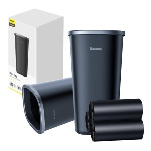 Set Coș Gunoi Auto + 90 saci menajeri, negru, Baseus - Img 1