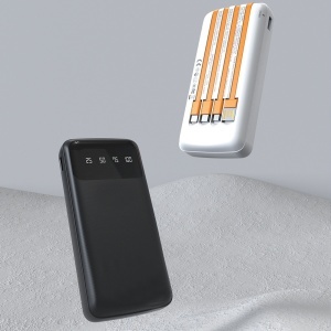 Baterie externa 10000mAh 10W, 3x cabluri integrate (USB-C, iPhone, MicroUSB), Powerbank Dudao K6Pro, Alb - Img 2