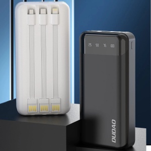 Baterie externa 20000mAh 10W, 3x cabluri integrate (USB-C, iPhone, MicroUSB), Powerbank Dudao K6Pro +, Negru - Img 2
