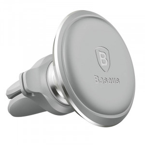 Suport Auto Telefon Magnetic Baseus cu clema cablu (argintiu) - Img 1