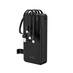 Baterie externa 20000mAh 10W cu Lanterna, 4x cabluri integrate (USB, USB-C, iPhone, MicroUSB), Powerbank Dudao K11 Pro, Negru