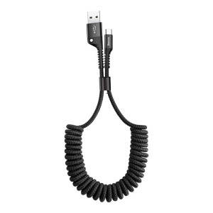 Cablu USB la USB-C, Spiralat, tip Arc, 100cm, transfer date si incarcare rapida rapida, Baseus - Img 1